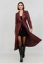 Women's Belted Lined Pocketed Long Leather Trench Coat - 5
