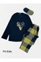Boy's Cotton Sleepwear with Deer Pattern Navy Blue Fleece Winter Pajama Set - 2