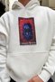 Crimson Reverie Printed Oversize Unisex White Hoodie - 4
