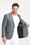 Abrines Men's Black-Grey Cotton Lycra Stretching Fabric Slim Fit Sports Blazer Jacket - 5