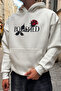 Polished Rose Printed Oversize Unisex White Hoodie - 6