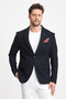 Jasinoo Men's Oversize Large Size Navy Blue Regular Fit Cotton Blended Lycra Blazer Jacket - 6