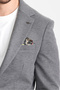 Jasino Men's Gray Cotton Lycra Slim Fit Knitted Stretching Mono Collar Blazer Jacket - 5