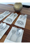 Spoon Holder Serving Presentation 6 Pieces Lotus Flower Embroidered Design Cutlery Case - 3