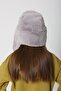 Gray Plush Fur Girl's Beret Hat with Headphones and Snap Fasteners - 6