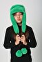 Green Plush Fur Eared Pompom Girl's Beanie Hat - 3