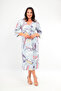 Women's Viscose Double-Breasted Collar Three-Quarter Sleeve Plus Size Curve Nightgown Dress - 4