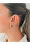 Steel Gold Stone Square Earrings - 5