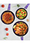 Premium 3-Piece Granite Pan Set Fireproof Non-Stick Scratch-Resistant Purple |   20-24-28 cm | - 5