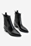 Women's Pointed Toe Elastic Cowboy Back Zipper Heeled Western Boots Esoma Black - 5