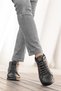 Guaranteed Black Color Orthopedic Sole Zippered Warm Lined Boots Rubber Sole Lace Up Boots - 4