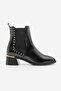 Women's Staple Detail Gold Heel Elastic Heeled Boots Ernaz Black - 4
