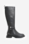 Women's Stoned Buckle Elastic Daily Boots Nayet Black - 3