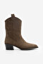 Women's Pointed Toe Cowboy Stitching Detailed Western Boots Voleta Brown Suede - 4