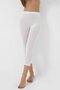White Bamboo Below Knee Capri Leggings Women's High Waist