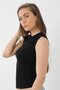 Black Women's Bamboo T-Shirt Crew Neck Sleeveless Undershirt - 3