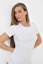 Women's White T-Shirt Short Sleeve Undershirt 100% Cotton Ribbed