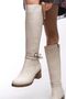 Zauhilde Women's Buckle Detailed Heeled Boots 0012746 Matte Beige - 8