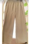 Women's Loose Leg Summer Beige Relax Pants - 2