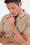 Brown Short Sleeve Plain Suprem Polo Collar Pocketless Cotton Casual Slim Fit T-Shirt 1011250164 - 4