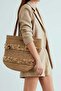 Design Motif Hand Knitted Paper String Women's Shoulder Bag (Color Straw) - 2