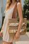 Design Motif Hand Knitted Paper String Women's Shoulder Bag (Color Straw)