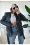 New Season Oversize Women's Black Biker Leather Jacket - 4