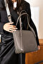 Women's Gray Large Size Lacoste Fabric Hand and Shoulder Bag P346037Mh