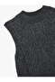 Sleeveless Stand Collar Textured Knitwear Sweater - 5