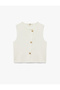 Buttoned Crew Neck Sleeveless Knitwear Vest - 3