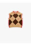Baklava Patterned Sleeveless Crew Neck Sweater - 3