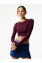 Slim Fit Long Sleeve Crew Neck Crop Sports T-Shirt - 2