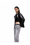 Long Sleeve Faux Leather Biker Jacket with Zipper Pockets - 2