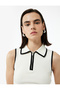 Zipper Detailed Polo Neck Knitwear Ecru Women's Blouse 6Wak30010Ht