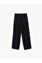 Wide Leg Long Palazzo Trousers with Pile Detail and Pockets - 6