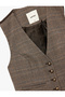 Slim Fit Buttoned V-Neck Crop Plaid Blazer Vest - 5
