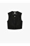 Sleeveless Crew Neck Vest with Metal Accessories