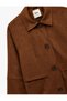 Pocketed Shirt Collar Long Sleeve Buttoned Faux Suede Jacket - 5
