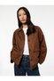 Pocketed Shirt Collar Long Sleeve Buttoned Faux Suede Jacket