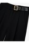 Belt Detailed Pocketed Crepe Fabric Palazzo Trousers - 5