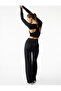 High Waist Ribbed Spanish Leg Scuba Fabric Sweatpants - 2