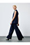 High Waist Palazzo Fabric Navy Blue Women's Trousers 6Wak40063Uw - 2