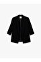 Crepe Fabric Regular Fit Shawl Collar 3/4 Sleeve Blazer Jacket - 3