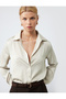 Classic Lapel Button Long Sleeve Satin Shirt - 3