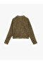 Long Sleeve Crew Neck Button Pocket Tweed Jacket - 4