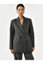 Long Sleeve Viscose Blended Double Breasted Collar Oversize Blazer Jacket - 2