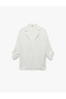 Jacket Collar Fold Detail 3/4 Sleeve Satin Blouse - 3