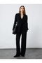 Crepe Fabric Pocket Buttoned Long Sleeve Double Breasted Oversize Blazer Jacket