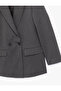 Long Sleeve Viscose Blended Double Breasted Collar Oversize Blazer Jacket - 6