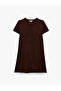 Regular Fit Short Sleeve Crew Neck A-Line Mini Knitwear Dress - 3
